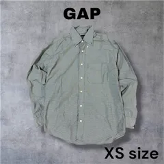 【89】GAP グリーンチェックシャツ 長袖 定番 人気 古着 カジュアル メンズ レディース 春服 羽織り ゆったり きれいめ シンプル 通勤 通学 S M相当