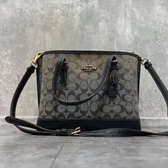 【COACH】コーチ シグネチャー柄ハンドバッグ ハンドバッグ キャンバス×レザー レディース ネイビー ロゴ入り 馬車ロゴ チャーム付き 2way ショルダーバッグ クラシックデザイン CH223