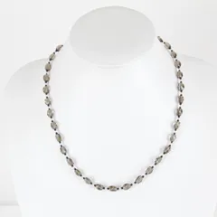 超美品『USED』デザイン ネックレス スモーキーストーン/スターリングシルバー レディース グレージュ シック アクセサリー ジュエリー 箱有