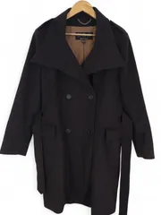 Barbour バブアー ウールコート カシミヤ混 ベルト付き ダークブラウン レディースL相当 ロングコートのサムネイル