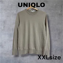 【90】UNIQLO ニット セーター ベージュ 薄手 定番 人気 古着 レディース シンプル 長袖 クルーネック きれいめ カジュアル ゆったり XXLサイズ L相当 春秋服 通勤 通学
