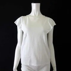 ナチュラルビューティーベーシック NATURAL BEAUTY BASIC ラッフル カットソー トップス クルーネック コットン フリル フレンチスリーブ 半袖 M オフ白