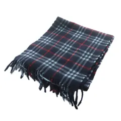 バーバリーズ Burberrys マフラー ストール ロゴ チェック柄 カシミヤ 紺 ネイビー ■GY17 /MQ