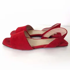 ファビオルスコーニ FABIO RUSCONI サンダル フラットサンダル 本革 スエード レザー 36 赤 レッド 23.0cm イタリア製 くつ 靴 シューズ