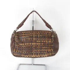 『USED』 イビサ 編み込み ハンドバッグ レザー ブラウン