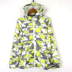 アディダス adidas ジャケット ウインドブレーカー climaproof 総柄 ジップアップ ナイロン フード 撥水 防風 M 白 ホワイト グレー 黄 イエロー 国内正規品