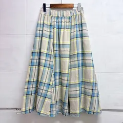 コットン リネン CHECK フレア 森ガール Long スカート M JPN