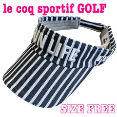 le coq GOLF ルコックゴルフ ロゴ刺繍 ストライプ柄 速乾性 サンバイザー F