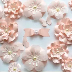 ペーパーフラワー　八重桜　桜23pセット　桜色パール光沢　ペーパークラフト