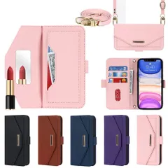 iPhone 11 手帳型 11 for iPhone11 手帳 for for iPhone11 case チェック柄 縄掛けカバー 鏡 ミラー付き 長ストラップ付き 肩掛け ケース 革レザー 柔らかいTPU 多機能 財布型 アイフォン カード収納 小銭入 