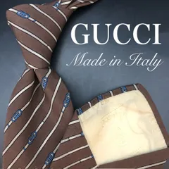 【美品】GUCCI グッチ ネクタイ ストライプ ブラウン GGロゴ