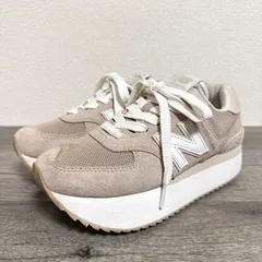 New Balance ニューバランス WL574ZSM スエード×メッシュ 厚底スニーカー 23.5cm B幅 ライトブラウン レディース