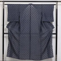 アンティーク 夏物 紬 夏紬 身丈153cm 裄丈61cm 正絹 Cランク バチ衿 Sサイズ 創作柄 モダン オリエンタル グレー系 HP 1223-03811