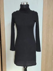 더클 ニット タートルネック ミニ ONEピース ブラック