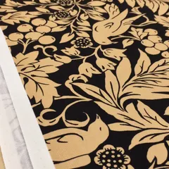 1m  KTS3078-E ブラック　布 生地 鳥と木の実柄 おしゃれ ツイル くすみカラー コットンこばやし 綿 布地 110cm幅