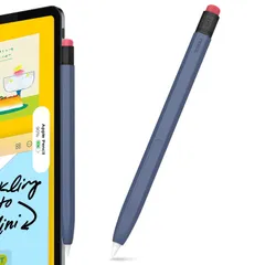 AhaStyle Apple Pencil Pro&Apple Pencil 第二世代用シリコン保護ケース 鉛筆レトロデザイン 柔らかなシリコン材質 Apple Pencil Pro&Apple Pencil 第二世代のみに適用 ワイヤレス充電対応 (ネイビー