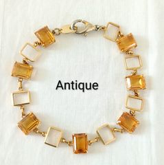 英国ヴィンテージ】ギブレガラス ブレスレット オリーブアンバー L37 