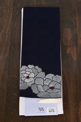 浴衣半巾帯　新品　藍　白　赤　牡丹　刺繍　b39 浴衣半巾帯 新品 藍 白 赤 牡丹 刺繍 b39 - メルカリ