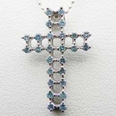 ♥️K18WG♥️トリートブルーダイヤ クロスネックレス 0.4ct QVC 
