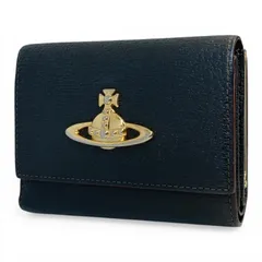 Vivienne Westwood ヴィヴィアン・ウエストウッド　 3つ折り 財布 がま口　レザー　ブラック／ゴールド金具　キングラム[68]