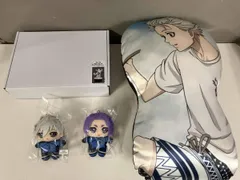 ブルーロック展 御影玲王／凪 誠士郎 ぬいぐるみマスコット2点＋海の家 凪誠士郎 ダイカットクッション ＋海の家 LEDアクリルスタンド