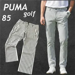 PUMA プーマ メンズ ゴルフパンツ 85 ゴルフウェア  ストライブ  ロゴ 春夏  グレー×ホワイト系 (D0016)★