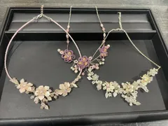 小花モチーフネックレス　3点セット
