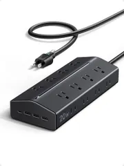 UGREEN 20台同時充電 電源タップ 差し込み口4面 プラグ干渉なし PD20W 16個口 4ポート 配線整理 一括集中スイッチ 省電 据え置き型 斜めデザイン 両側で並べても同時利用可能 接地3PIN ACアダプター挿入可能 合計1500W美品　おすすめ