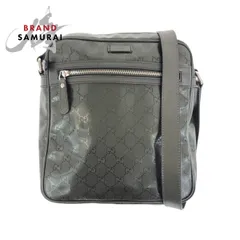 美品 GUCCI グッチ GGインプリメ カーキ  シルバー金具 レザー/PVC 201448 ショルダーバッグ  メンズ 503518【中古】