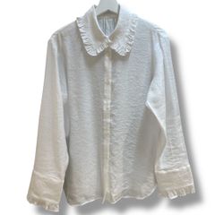 新品】nofl ノフル リトアニアリネン薄手フリルブラウス 麻 日本製 白