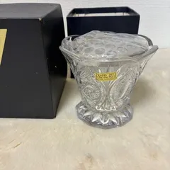 カメイガラスKAMEI GLASS JAPAN クリスタルガラス 花瓶 花留め付き 24%PbO 切子 菓子鉢