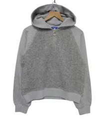 ◇【極美品】BLUE LABEL CRESTBRIDGEブルーレーベル・クレストブリッジ ハーフジップ プルオーバーパーカー ボア切替 グレーレディース Mサイズ38■管理番号L29923AWS27-260419-503（990）