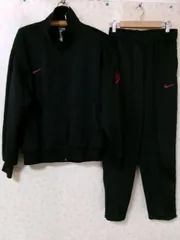 105007 Nike ナイキ　銀タグ　ジャージ上下　黒地ｘ赤　サイズXL/L