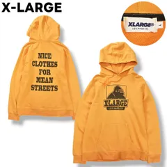 【定番】 エクストララージ X-LARGE ロゴ プリント パーカー フーディー スウェット トレーナー 裏地 パイル L オレンジ ビッグシルエット オーバーサイズ ストリート メンズ