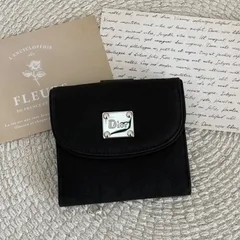【極美品】クリスチャンディオール 二つ折り財布 トロッター ナイロン キャンバス レザー ブラック シルバー ウォレット アクセサリー Christian Dior Vintage Monogram Short Wallet Black 22465