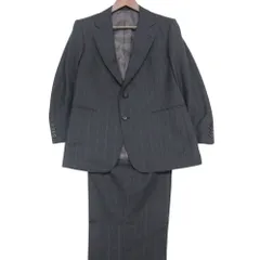 BURBERRY バーバリー スーツ セットアップ ウール ストライプ柄 2B 1タックパンツ ネイビー AB4【S】 メンズ 【中古】