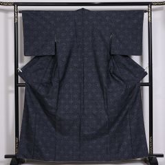 未使用［ 小紋/紗 ］ポリエステル 雪輪 鮫小紋 夏着物 薄物 盛夏 江戸