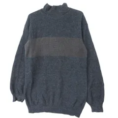 93AW 脱色期 COMME des GARCONS HOMME PLUS コムデギャルソンオムプリュス ニット バイカラー ハイネック セーター プルオーバートップス 長袖 ネイビー メンズ 【中古】