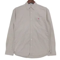 BURBERRY BLACK LABEL バーバリーブラックレーベル 長袖シャツ コットン ボタンダウン シャツ ロゴ 刺繡 トップス ベージュ 2【M】 メンズ 【中古】