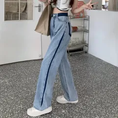 ヴィンテージ風ストレートフィット ライトブルーデニムパンツ