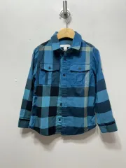 バーバリー キッズ ブルー チェック 長袖 シャツ 6y