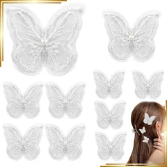 【新品】 [Yi-gog]蝶 刺繍 10枚 レース バタフライ パール付き 工芸品 DIY 服 縫い付け パッチステッカー ホワイト ヘアオーナメント ドレス ウェディングデコレーション 可愛い クラフト アップリケ 装飾