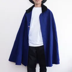 デッドストック 大正ロマン〜昭和モダン ウールマント ビロード衿付き｜超希少カラー ロイヤルブルー｜ジャパンヴィンテージのサムネイル