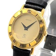 付属品有 稼働】GUCCI 3400F ゴールド 革ベルト 黒 箱付 腕時計 - メルカリ