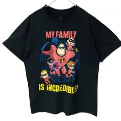 CHM Disney インクレディブル ファミリー Tシャツ ブラック キャラクター プリント 半袖 コットン Pixar メンズ レディース ユニセックス 古着 ディズニー ピクサー 映画