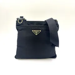 PRADA 三角ロゴプレート ナイロン ブラック ミニショルダーバッグ シルバー