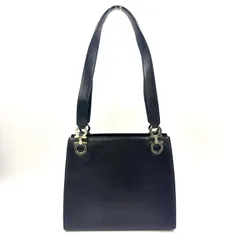 Salvatore Ferragamo ガンチーニ レザー ブラック トートバッグ シルバー