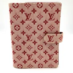 LOUIS VUITTON モノグラムミニ アジェンダPM 6穴式 キャンバス レッド 手帳カバー ゴールド R20912 