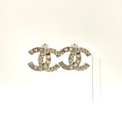 CHANEL ココマーク メタル×ラインストーン シルバー イヤリング・ピアス シルバー