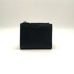 SAINT LAURENT PARIS ZIPPERED 二つ折りミニ レザー ブラック 財布 シルバー